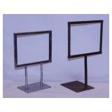 3 metal table top sign holders, 7" x 5" signs