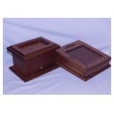 Hand crafted inlaid wood music box, works -