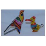 Vintage tin litho toys: Mechanical chirping bird