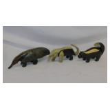 Vintage carved wood skunk & aardvark toys,