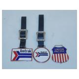 3 vintage railroad train watch fobs: Union
