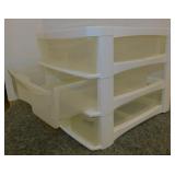 3 drawer plastic sort bins, 11" x 13" x 10" -