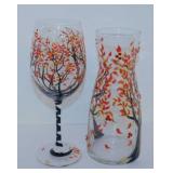 Beautiful hand painted & signed Falling Leaves