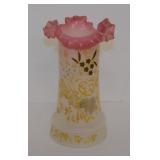 Antique Bristol ruffle top vase, hand blown &