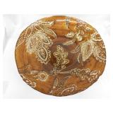 Glass decorative bowl w/ brown & gold paisley