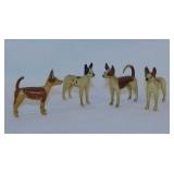 Antique carved wood dog figurines, unmarked, 2"