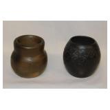2 signed Bigmeat Cherokee Indian pottery vases: