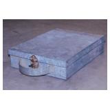 Handmade galvanized tool carry box, 11" x 15" x 3"