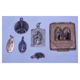 Inspirational jewelry: Gold tone pocket shrine,