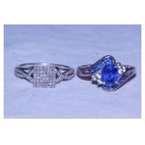 Sterling silver: 7 fashion rings w/ stones - 2