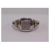 14K white gold diamond cluster ring, size 7