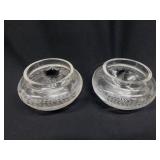 Pair of antique wheel cut heavy crystal rose