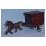 Vintage tin horse drawn groceries & produce toy