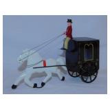Tin horse drawn carriage toy w/ coachman,
