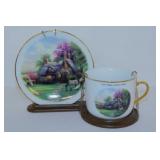 Thomas Kinkade porcelain mug & plate set w/ stand