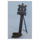 Antique metal hanging Betty Crusie oil lamp w/