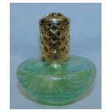 La Tee Da blown iridescent green swirl glass