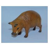 Antique carved wood razorback boar warthog, 4.5"