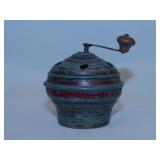 Antique tin hand crank musical toy, works