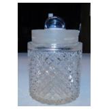 Antique crystal diamond point jam jar w/ ground