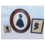 2 antique Victorian hand cut silhouettes, framed,