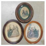 3 Leroy Imp Victorian ladies prints in oval