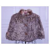 Vintage faux fur ladies cape w/ alpaca trim & 3