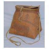 Primitive birch bark fish creel basket, 10" x 8"