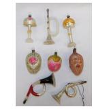 8 antique mercury glass Christmas tree ornaments