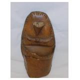 Vintage birch bark hand stitched wall pocket,