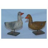 Antique Germany putz duck & goose toys, 4.5" tall