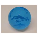 1996 Glass Baron frosted blue dolphin paperweight