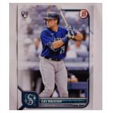 2022 Bowman Cal Raleigh rookie baseball card,