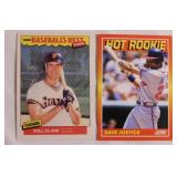 Box of mixed baseball cards: Dave Justice rookie -