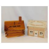Smoky Mountains souvenir cedar log cabin bank,