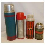 4 vintage beverage bottles: Thermos - Aladdin -