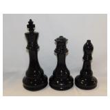 3 giant black ceramic chess pieces home dï¿½cor,