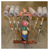 Vintage croquet game set w/ weathered patina