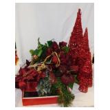 Christmas greenery & floral dï¿½cor - 3 red metal