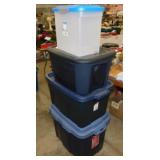 4 storage totes w/ lids, 2 are Rubbermaid