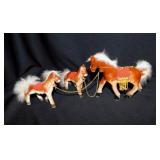 Vintage porcelain circus horses w/ fur mane &