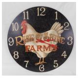 Rooster farm wall clock, 13.5' diameter