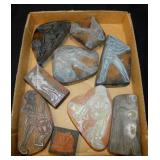 9 vintage printers blocks - 1970 Old Ironsides