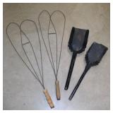 2 antique heart shaped rug beaters - 2 vintage