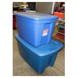 2 storage totes w/ lids: 20 & 30 gallons