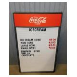 Coca-Cola menu sign board w/ letters & numbers,