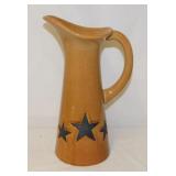 Folk art Patriotic glazed ceramic pitcher, 12'
