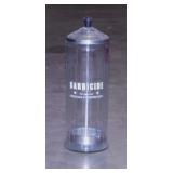 Vintage Barbicide glass jar, 11' tall