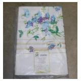 Vintage NOS Sweet Pea tablecloth in original pkg.
