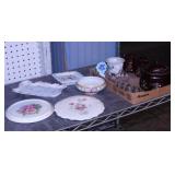 Antique Decalware round trivets - Glass flower